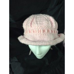 Hat - Crochet Hat Ladies Adult Womens Handmade New Light Pink Warm Adjustable